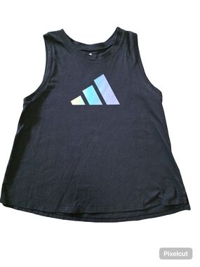 adidas Black Tank Top with Iridescent Logo
